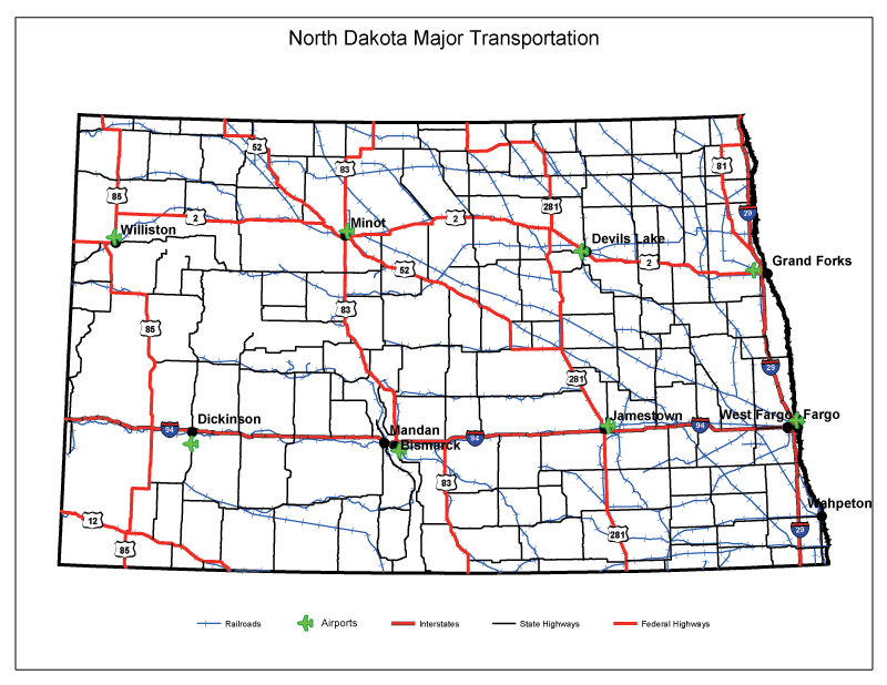 Map of ND Transportation