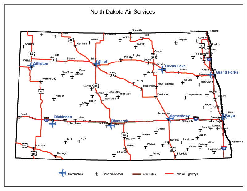 Map of ND Air Services map