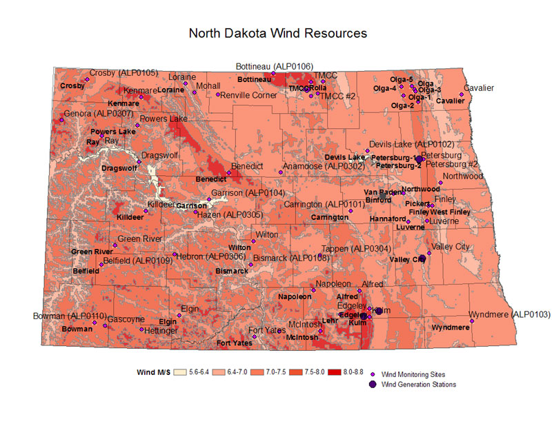 Map of ND Wind Resources